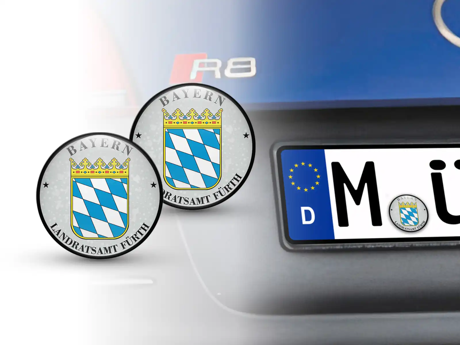 TÜV Kennzeichen-Sticker Landratsamt Fürth Nummernschild plakette